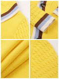 SW025 Cotton Rich Kids V-Neck Long sleeve Button Cardigan, Boys and Girls School Uniform Knitwear, Yellow, Size 110