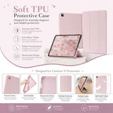 SENYOSON Pink Trifold Stand Case  Slim Lightweight Soft TPU Case for iPad 11th Generation (A16) 11 Inch 2025, Compatible with iPad 10th Generation 10.9 Inch 2022, with Pencil Holder, Trifold Stand, Auto Wake/Sleep