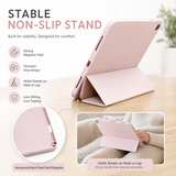 SENYOSON Pink Trifold Stand Case  Slim Lightweight Soft TPU Case for iPad 11th Generation (A16) 11 Inch 2025, Compatible with iPad 10th Generation 10.9 Inch 2022, with Pencil Holder, Trifold Stand, Auto Wake/Sleep