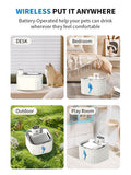 U7 Cat Water Fountain Waterer 3L/101oz, Wireless & USB Rechargeable Pet Water Fountain with 304 Stainless Steel Lid, Smart Infrared Motion Sensor Automatic Pet Water Dispenser, Ultra Quiet Pump, Detachable Easy Clean,  4 Filters Included
