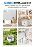 U7 Cat Water Fountain Waterer 3L/101oz, Wireless & USB Rechargeable Pet Water Fountain with 304 Stainless Steel Lid, Smart Infrared Motion Sensor Automatic Pet Water Dispenser, Ultra Quiet Pump, Detachable Easy Clean