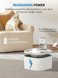 U7 Cat Water Fountain Waterer 3L/101oz, Wireless & USB Rechargeable Pet Water Fountain with 304 Stainless Steel Lid, Smart Infrared Motion Sensor Automatic Pet Water Dispenser, Ultra Quiet Pump, Detachable Easy Clean