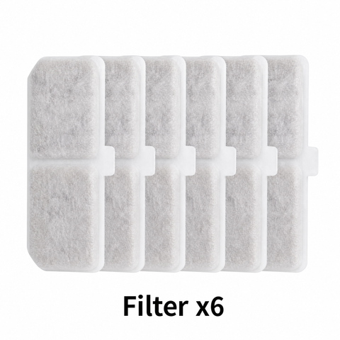 Cat Water Fountain Replacement Filters, 6 Pack Pet Fountain Filters with Activated Carbon and Sponge, Compatible with 3L/101oz Automatic Cat Water Fountains