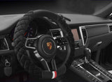 Luxury Fluffy Steering Wheel Cover for Men Women,Soft Warm Short Plush Steering Wheel Cover Black Fuzzy with Universal 14.5-15 Inch