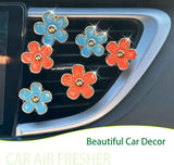 Flower Car Accessories,6pcs Daisy Car Air Freshener Vent Clips,3.3cm/3cm Blue Orange Flowers Decor,Refillable Diffusers for Women