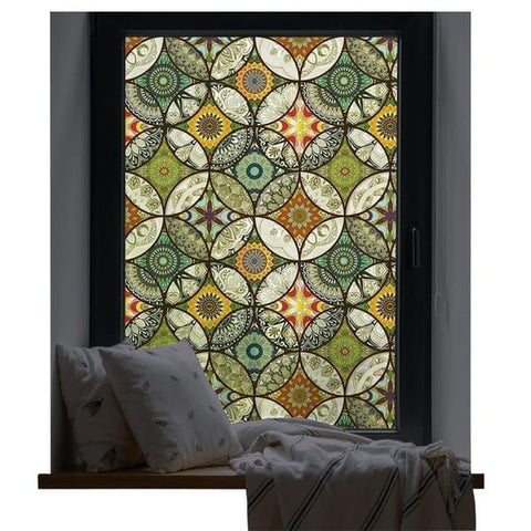 Stained Glass Effect Decorative Window Film, Static‑Free Self‑Adhesive Frosted Privacy Window Protective Film, 60cm x 200cm In Australia - Darrahopens