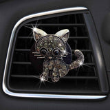 Bling Rhinestone Car Air Vent Clip,Dashboard Outlet Clip,Car Air Freshener Vent Clips,Car Air Conditioning Outlet Clip Decorative,Bling Car Accessories Car Interior Decoration Charm,Cute Car Decor (Cute kitten-BK)