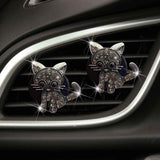 Bling Rhinestone Car Air Vent Clip,Dashboard Outlet Clip,Car Air Freshener Vent Clips,Car Air Conditioning Outlet Clip Decorative,Bling Car Accessories Car Interior Decoration Charm,Cute Car Decor (Cute kitten-BK)