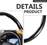 3pcs Universal Carbon Fiber Steering Wheel Cover - Anti-Slip & Segmented Design, Universal 99% Durable Steering Wheel Protector for Men and Women, Car Interior Accessory (Black)