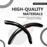 3pcs Universal Carbon Fiber Steering Wheel Cover - Anti-Slip & Segmented Design, Universal 99% Durable Steering Wheel Protector for Men and Women, Car Interior Accessory (Black)