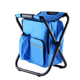 Insulated Cooler Backpack Chair, Folding Stool for Picnic & BBQ Outdoor Camping, Blue