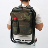Insulated Cooler Backpack Chair, Folding Stool for Picnic & BBQ Outdoor Camping, Camouflage
