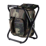 Insulated Cooler Backpack Chair, Folding Stool for Picnic & BBQ Outdoor Camping, Camouflage