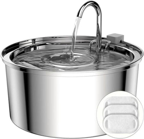 Cat Water Fountain, 3.2L Stainless Steel Pet Water Fountain with Filters, Quiet Automatic Cat Water Dispenser Water Bowl, Includes 4 Replacement Filters for Cats & Dogs In Australia - Darrahopens