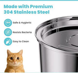 Cat Water Fountain, 3.2L Stainless Steel Pet Water Fountain with Filters, Quiet Automatic Cat Water Dispenser Water Bowl, Includes 4 Replacement Filters for Cats & Dogs