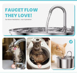Cat Water Fountain, 3.2L Stainless Steel Pet Water Fountain with Filters, Quiet Automatic Cat Water Dispenser Water Bowl, Includes 4 Replacement Filters for Cats & Dogs