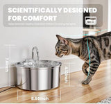 Cat Water Fountain, 3.2L Stainless Steel Pet Water Fountain with Filters, Quiet Automatic Cat Water Dispenser Water Bowl, Includes 4 Replacement Filters for Cats & Dogs