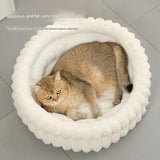 Coffee‑Coloured Plush Round Pet Bed with Removable Cushion, Size M, Thick Warm Dog & Cat Nest, Cosy Soft Sleeping Space for Small to Medium‑Sized Pets
