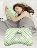 Green Ergonomic Ear Pillow with Hole for Side Sleepers, Ear Pain Relief Cushion, Washable Cover for Piercing & CNH