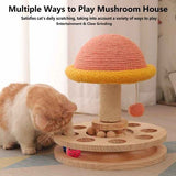 Large Pink Interactive Cat Scratching Post with Ball Track, Fun Mushroom‑Shaped Cat Toy for Playing, Scratching & Entertainment