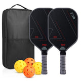 Grey‑Black T700 Carbon Fiber Pickleball Paddle Set, 16mm Textured Matte Surface, Complete Kit with Oxford Carry Bag & Pickleball Balls