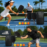 Grey‑Black T700 Carbon Fiber Pickleball Paddle Set, 16mm Textured Matte Surface, Complete Kit with Oxford Carry Bag & Pickleball Balls