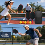Red‑Black T700 Carbon Fiber Pickleball Paddle Set, 16mm Textured Matte Surface, Complete Kit with Oxford Carry Bag & Pickleball Balls