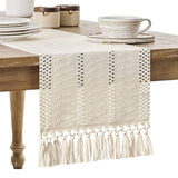 Table Runner, Boho‑Style Woven Table Runner with Knotted Tassels, Farmhouse Home Table Decor, White, 30 × 240 cm In Australia - Darrahopens
