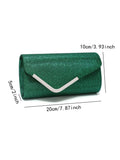 Women Fashion Wedding Evening Clutch Bag, V‑Shaped Metal Trim Versatile Chain Formal Party Handbag for Prom Banquet, Silver