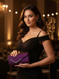 Women Fashion Wedding Evening Clutch Bag, V‑Shaped Metal Trim Versatile Chain Formal Party Handbag for Prom Banquet, Silver