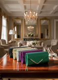 Women Fashion Wedding Evening Clutch Bag, V‑Shaped Metal Trim Versatile Chain Formal Party Handbag for Prom Banquet, Green