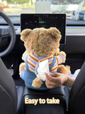 Cute Car Trash Can with Tissue Holder Teddy Bear Tissue Box Console Stuffed Animal Organizer Plush Doll Multifunctional Creative Accessories for Women Rainbow Bear