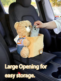 Cute Car Trash Can with Tissue Holder Teddy Bear Tissue Box Console Stuffed Animal Organizer Plush Doll Multifunctional Creative Accessories for Women Rainbow Bear