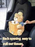 Cute Plush 2 in 1 Car Tissue Box and Trash Can Teddy Bear Tissue Box Plush Animals Cute Holder Plushie Multifunctional Organizer Creative Accessories for Women,Straw Hat Bear