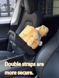 Cute Plush 2 in 1 Car Tissue Box and Trash Can Teddy Bear Tissue Box Plush Animals Cute Holder Plushie Multifunctional Organizer Creative Accessories for Women,Straw Hat Bear