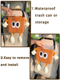 Car Cute 2 in 1 Trash Can with Tissue Holder Box Seat Back Bag Hanging over the Seat Organizer Plush Cartoon Animal Storage Garbage,Brown