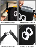 Car Cute 2 in 1 Trash Can with Tissue Holder Box Seat Back Bag Hanging over the Seat Organizer Plush Cartoon Animal Storage Garbage,Black