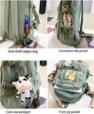 K‑Style Kids Backpack with Cute Accessories, 43×31cm Large Capacity School Backpack, Black Casual Daypack for Children & Teenagers