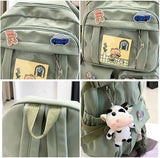 K‑Style Kids Backpack with Cute Accessories, 43×31cm Large Capacity School Backpack, Pink Casual Daypack for Children & Teenagers