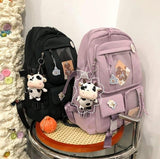 K‑Style Kids Backpack with Cute Accessories, 43×31cm Large Capacity School Backpack, Pink Casual Daypack for Children & Teenagers