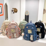 K‑Style Kids Backpack with Cute Accessories, 43×31cm Large Capacity School Backpack, Pink Casual Daypack for Children & Teenagers