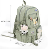 K‑Style Kids Backpack with Cute Accessories, 43×31cm Large Capacity School Backpack, Off‑White Casual Daypack for Children & Teenagers