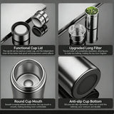2000 ml Outdoor 316 Stainless Steel Vacuum Flask, Large‑Capacity Travel Insulated Water Bottle with Tea Infuser, All‑Steel Thermos for Hiking & Camping, Black