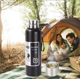 2000 ml Outdoor 316 Stainless Steel Vacuum Flask, Large‑Capacity Travel Insulated Water Bottle with Tea Infuser, All‑Steel Thermos for Hiking & Camping, Black