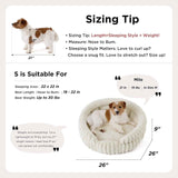 Medium Dog Bed, Washable Cute Pet Bed, Super Soft Corduroy Round Cat Bed with Anti-Slip Bottom, 26''x26''x9'', Cream