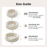 Cat Bed, Washable Round Cute Cat Beds for Indoor Cats, Super Soft Corduroy Pet Bed for Puppy and Kitten with Anti-Slip Bottom, 23''x23''x8.5'', Cream