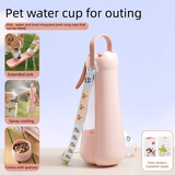 Portable Dog Water Bottle with Fold‑Down Drinking Bowl, Pink 3‑in‑1 Pet Travel Water Dispenser with Fine Mist Spray, Food Storage & Carrying Strap for Walking & Outdoor Trips