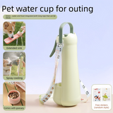 Portable Dog Water Bottle with Fold‑Down Drinking Bowl, Pink 3‑in‑1 Pet Travel Water Dispenser with Fine Mist Spray, Food Storage & Carrying Strap for Walking & Outdoor Trips