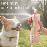 Portable Dog Water Bottle with Fold‑Down Drinking Bowl, Pink 3‑in‑1 Pet Travel Water Dispenser with Fine Mist Spray, Food Storage & Carrying Strap for Walking & Outdoor Trips