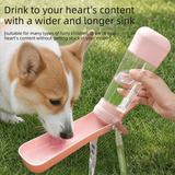 Portable Dog Water Bottle with Fold‑Down Drinking Bowl, Pink 3‑in‑1 Pet Travel Water Dispenser with Fine Mist Spray, Food Storage & Carrying Strap for Walking & Outdoor Trips